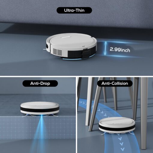 Pureatic Robot Vacuum, Mopping Robot, Powerful 5000Pa, WiFi/Alexa/App/Remote Control, Quiet, Robotic Vacuum Cleaner with Self-Charging, Anti-Collision and Fall, for Pet Hair, Hard Floor, Carpet - Image 3