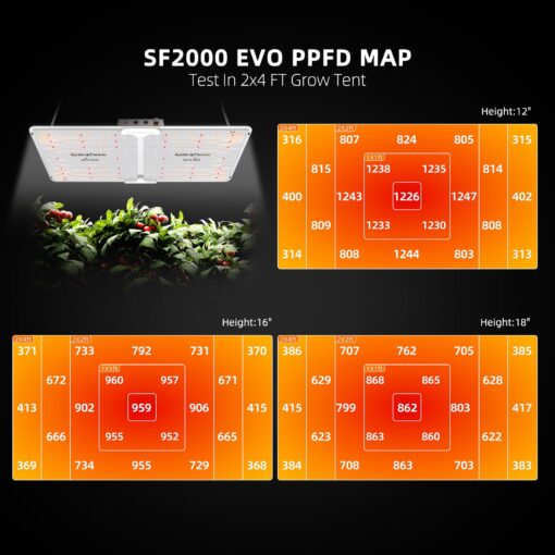 Spider Farmer 2024 New SF2000 LED Grow Light 2x4 with Samsung LM301H EVO High Efficiency & Dimmable Lighting, Full-Spectrum Commercial Plant Lights - Image 7