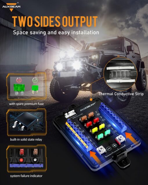 Auxbeam RGB Bluetooth 8 Gang Switch Panel AR-820 Toggle Momentary Pulsed Switch Pod for Truck UTV Offroad Boat Auxiliary LED Light Controller with Circuit Relay System Box Waterproof, 2-Year Warranty - Image 8