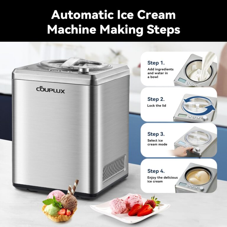COUPLUX 2.65 Qt Ice Cream Maker, Largest Capacity & Fast Freezing Ice Cream Machine with Built in Compressor Easy Operate & Clean Ice Cream Maker Machine with All Stainless Steel, LCD Digital Display - Image 7