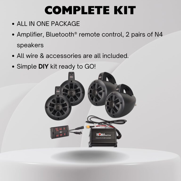 NOAM NUTV4 Quad - 4 Channels Marine Bluetooth ATV/Golf Cart/UTV Tower Speakers Stereo System - Image 9