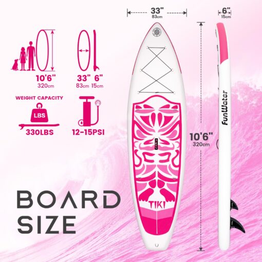 FunWater Inflatable 10'6×33"×6" Ultra-Light SUP for All Skill Levels Everything Included with Stand Up Paddle Board, Adj Paddle, Pump, ISUP Travel Backpack, Leash, Waterproof Bag - Image 8