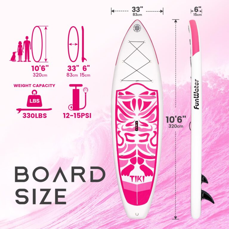 FunWater Inflatable 10'6×33"×6" Ultra-Light SUP for All Skill Levels Everything Included with Stand Up Paddle Board, Adj Paddle, Pump, ISUP Travel Backpack, Leash, Waterproof Bag - Image 8