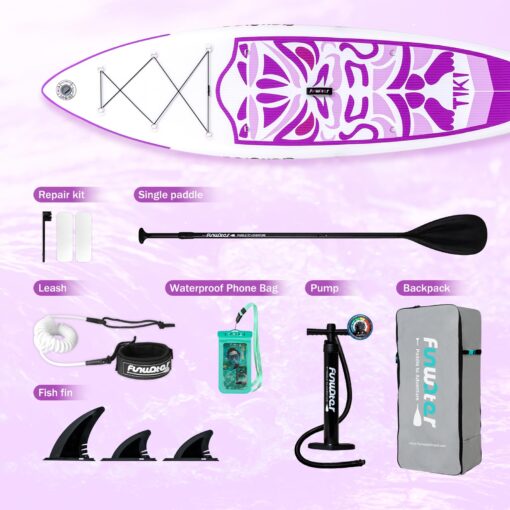 FunWater Inflatable 10'6×33"×6" Ultra-Light (17.6lbs) SUP for All Skill Levels Everything Included with Stand Up Paddle Board, Adj Floating Paddles, Pump, ISUP Travel Backpack, Leash,Waterproof Bag - Image 5