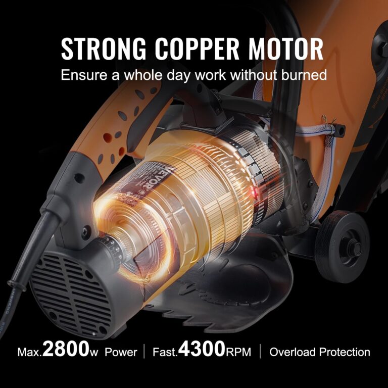 VEVOR Electric Concrete Saw, 14 in Circular Saw Cutter with 5 in Cutting Depth, Wet/Dry Disk Saw Cutter Includes Water Line, Pump and Blade, for Stone, Brick, Porcelain, Concrete, 2600W/15A Motor - Image 7
