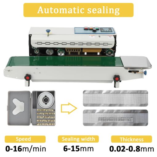 Takywep Continuous Band Sealer FR900K - Automatic 110V Horizontal Sealer with Digital Temperature Control for Commercial PP Aluminum Foil PVC Plastic Bags - Image 4