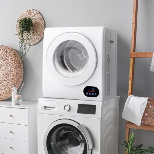 Bonnlo Portable Clothes Dryer, Front Load Electric Dryers Machine, Compact Laundry Dryers with Stainless Steel Tub, for Home, Apartment, Dorm, White (LCD Touch Control) - Image 3