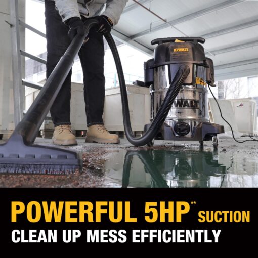 DEWALT 10 Gallon STEALTHSONIC Wet and Dry Shop Vacuum, Ultra Quiet Heavy Duty With Attachments, Powerful Outdoor Vac for Car, Garage, Workshop, Jobsite, Patio, DXV10S-QT, 5 Peak HP - Image 6