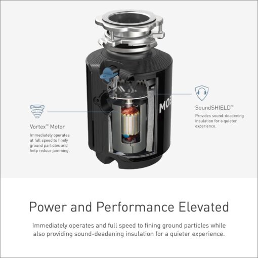 Moen EX100C EX Series 1 HP Continuous Feed Garbage Disposal, Black - Image 7