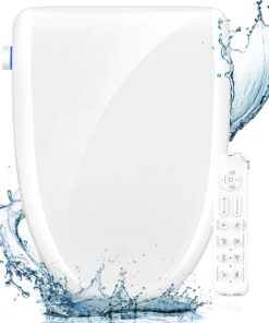 FVZ Bidet Toilet Seat Elongated Smart Heated Toilet Seat with Warm Water & Dryer, Feminine & Child Wash, Self-Clean Stainless Steel Nozzle, Adjustable Water Pressure, Slow Close Lid