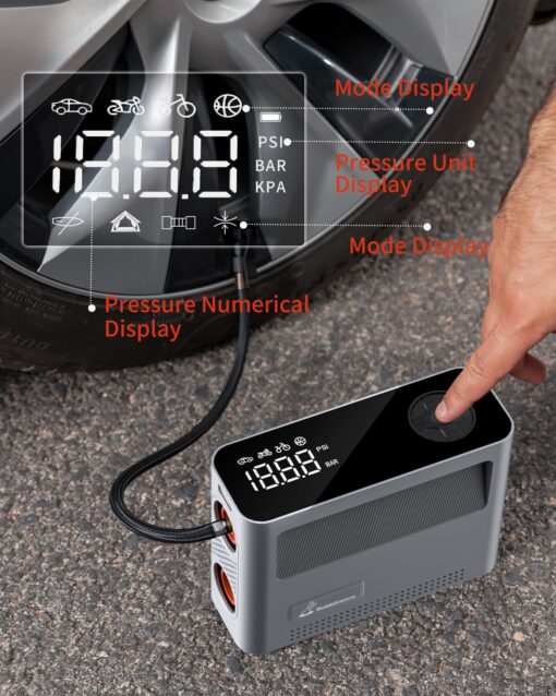 Paddle Board Pump 10 Pump Modes SUP Air Pump 500L Airflow/min Tire Inflator Portable Air Compressor 4X Speeds Electric Air Pump Suitable All Model Tires, Tents, SUP, Air Mattess, Kayak - Image 7