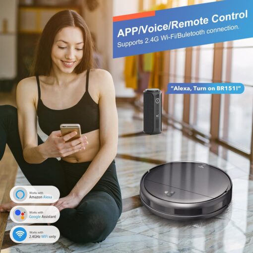 MAMNV Robot Vacuum and Mop Combo, WiFi/App, Robotic Vacuum Cleaner with Schedule, 2 in 1 Mopping Robot Vacuum with Watertank and Dustbin, Self-Charging, Slim, Ideal for Hard Floor, Pet Hair, Carpet - Image 6