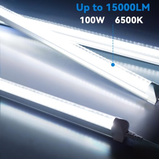 JESLED LED Shop Light 8FT, 100W 6500K Cool White, 15000LM High Output, V Shape, T8 Linkable 8 Foot LED Tube Lights for Garage, Warehouse, Plug and Play, Clear Cover - Image 7