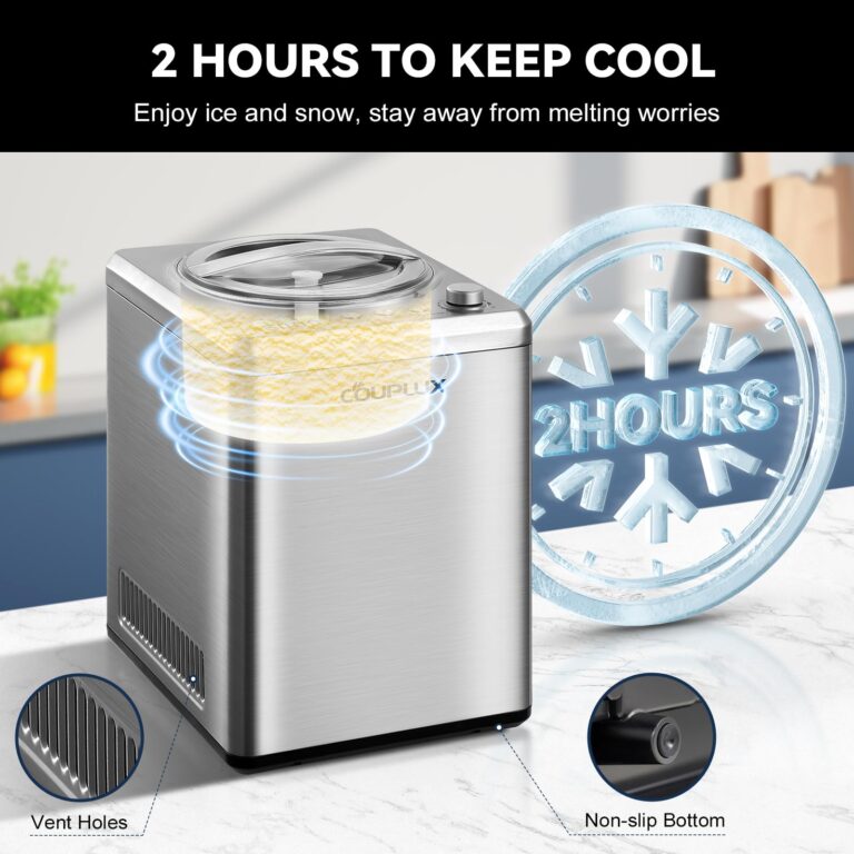 COUPLUX 2.65 Qt Ice Cream Maker, Largest Capacity & Fast Freezing Ice Cream Machine with Built in Compressor Easy Operate & Clean Ice Cream Maker Machine with All Stainless Steel, LCD Digital Display - Image 6