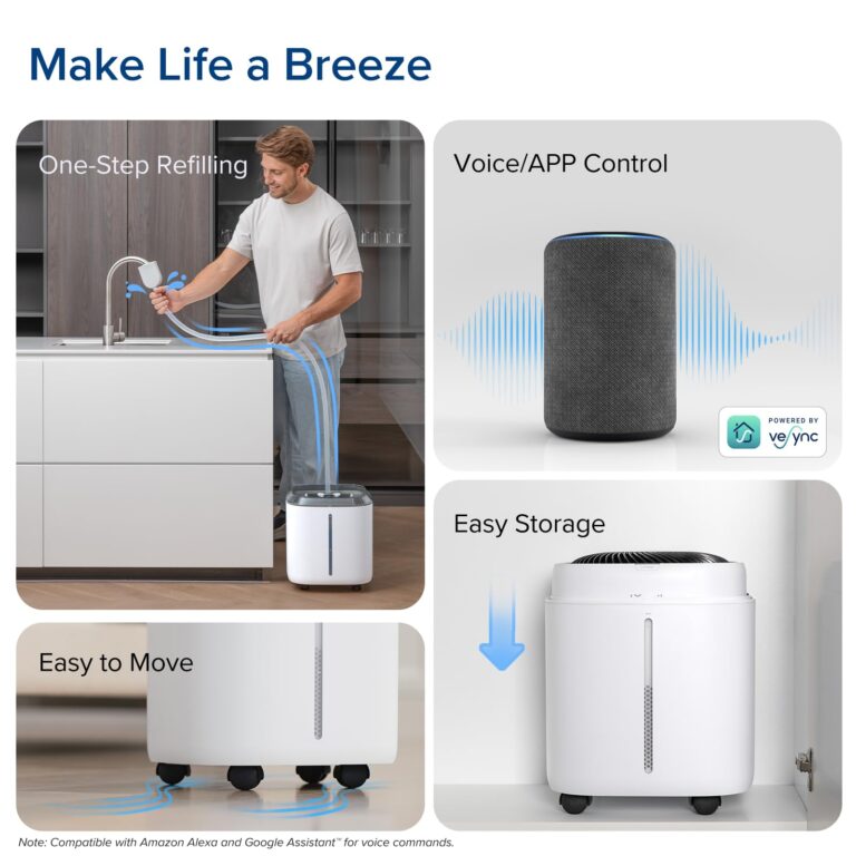 LEVOIT Superior 6000S Smart Evaporative Humidifiers for Home Whole House up to 3000ft², 6 Gal, Last 72-Hour, Premium Filter, Dry Mode, Wheels & Water Fill Hose & Foldable Storage - Quiet Sleep Mode - Image 3