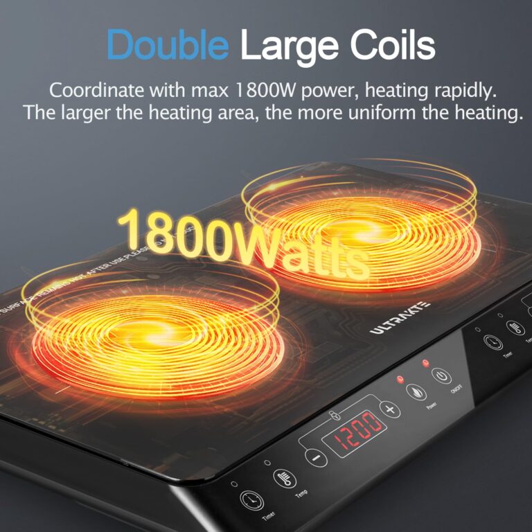 Double Induction Cooktop, ULTRAKTE Portable Dual Countertop Burner with Sensor Touch, 1800W Induction Cooktop 2 Burner, Electric Countertop Cooker with 10 Temp & Power Levels, 8-Hour Timer,Safety Lock - Image 7