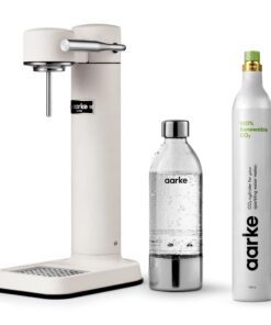 aarke Carbonator lll with CO2 Cylinder, Sparkling & Carbonation Water Machine, Stainless Steel with PET BPA-Free Reusable Bottle Volume 800 mL (Matte White)