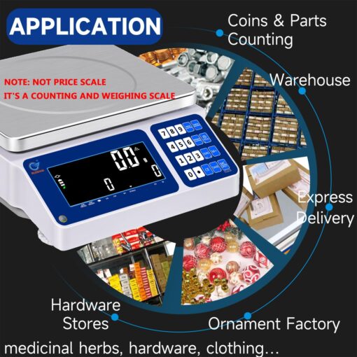 RUISHAN Lab Industrial Counting Scales 30kg/0.5g | 66lb/0.0011lb Accuracy Electronic Digital Gram Weighing Scale for Parts and Coins with Rs232 for Computer Or Printer | with Alarm - Image 2