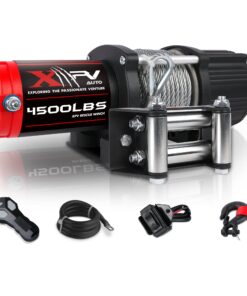 XPV AUTO 12V 4500LBS Steel Rope Electric Winch for Towing ATV/UTV Off Road with Wireless Remote Control Mounting Bracket IP67 Waterproof Electric Winch with 4-Way Roller Fairlead