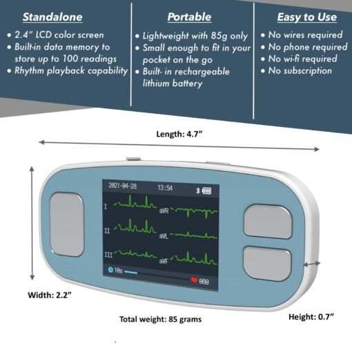 EMAY 6L Portable ECG Monitor | Record ECG and Heart Rate in 6 Channels | Compatible with Smartphone and PC | No Subscription Required - Image 2