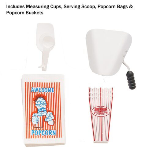 Great Northern Popcorn Company 5995 GNP Red 10oz. Full Perfect Popper Popcorn Machine with Cart and Stainless-Steel Kettle, Warming Light, and Accessories, 10oz, Red - Image 3