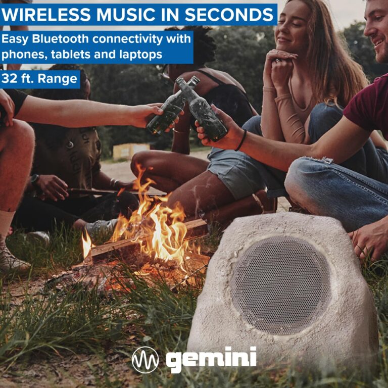 Gemini Sound GHRK-500LTMS-PR: Portable Solar-Powered Bluetooth Rock Speakers Pair with Multi-Link, Weather-Resistant Design for Outdoor Entertainment, Wireless Connectivity, and Ambient LED Lighting - Image 4