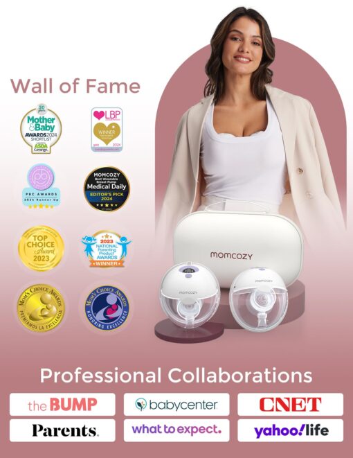 Momcozy M5 Hands-Free Wearable Breast Pump, Double-Sealed Flange for Baby-Like Comfort, 3 Modes & 9 Suction Levels, Portable Electric Pump – 24mm, 2 Pack Lilac - Image 3