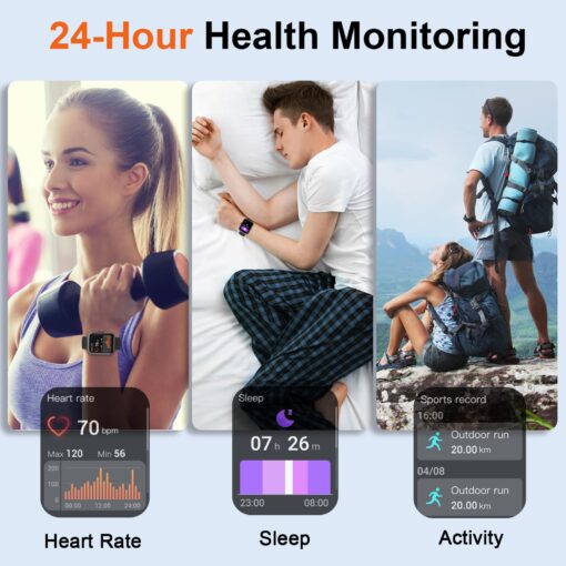 Smart Watch(Answer/Make Calls), 1.91" Smartwatches for Men Women, Fitness Tracker with 110+ Sport Modes, IP68 Waterproof, Heart Rate/Sleep/Spo2 Monitor, Pedometer, Activity Tracker for Android iOS - Image 4
