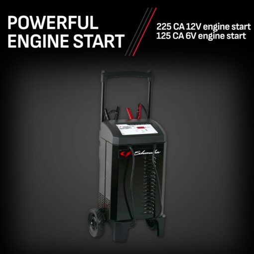 Schumacher Electric Wheeled Battery Charger and Engine Starter, SC1632, 4-in-1, Fully Automatic, 225 Craniking Amps, 40 Amp Boost Mode, 6 Volt, 12 Volt, for Car, SUV, Truck, and Marine Batteries - Image 4