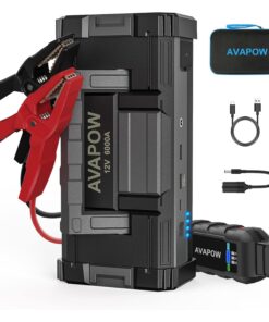 AVAPOW 6000A Car Battery Jump Starter(for All Gas or up to 12L Diesel) Powerful Car Jump Starter with Dual USB Quick Charge and DC Output,12V Jump Pack with Built-in LED Bright Light