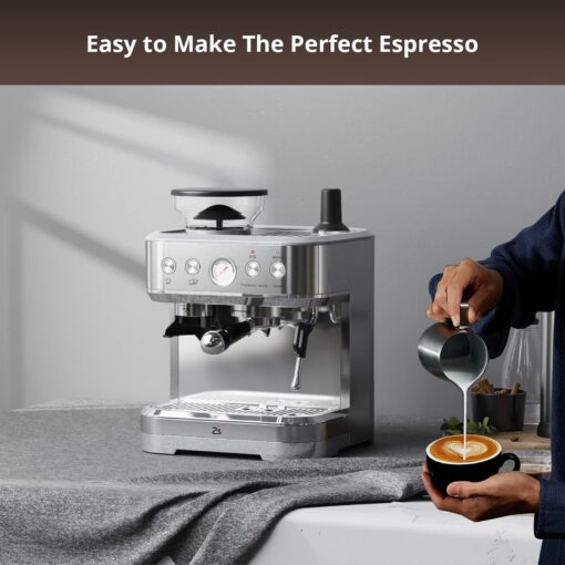 Takywep Professional Espresso Machine with Built-In Grinder and Milk Frother, 15 Bar Cappuccino and Latte Maker, Gift for Coffee Enthusiasts, Mom, Dad - Image 5