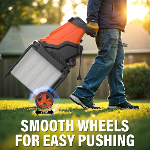MAXLANDER 15-Amp Electric Wood Chipper, Shredder Mulcher with 50L Collecting Bin, 1.8-Inch Cutting Diameter for Mulching, Composting and Yard Cleanup 15:1 Reduction - Image 5