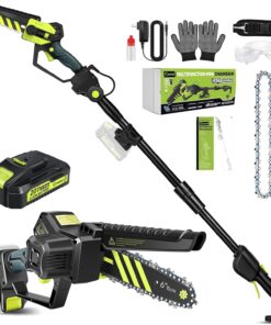 Saker Cordless Pole Saw and Mini Chainsaw,2-IN-1 Pole Chainsaw,Brushless Electric Pole Saw Battery Powered 6 Inch Chainsaw, 78.74 Inch Max Reach Tree Trimmer Pole Saw(1 Battery)