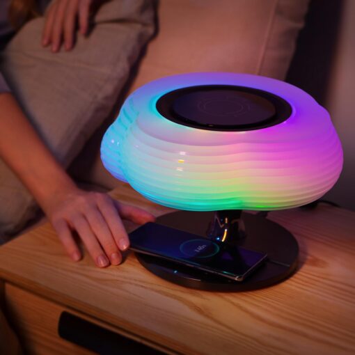 MODIRNATION Bonsai Modern LED Bedside Smart Table Lamp with Built-in TWS Bluetooth Speaker and Qi Wireless Charger for Home and Office, Stepless Dimming with Sleep Mode (Clouds) - Image 7