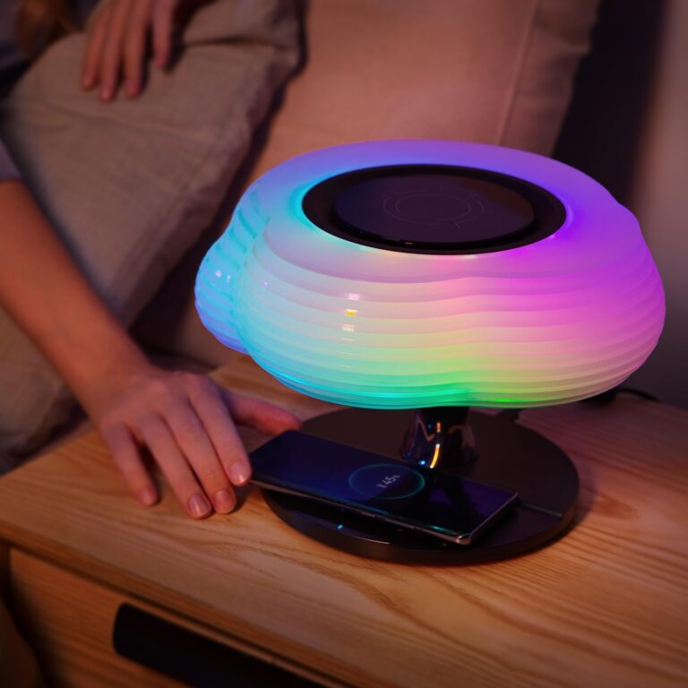 MODIRNATION Bonsai Modern LED Bedside Smart Table Lamp with Built-in TWS Bluetooth Speaker and Qi Wireless Charger for Home and Office, Stepless Dimming with Sleep Mode (Clouds) - Image 7