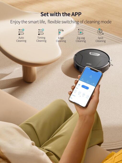 Airzeen Robot Vacuum Cleaner with 4500Pa Strong Suction, 3 in 1 Robot Vacuum and Mop, Carpet Auto-Boost, Self-Charging, 2.9”Slim Design, Remote/App/Alexa Control, Ideal for Pet Hair/Carpet/Hard Floor - Image 4