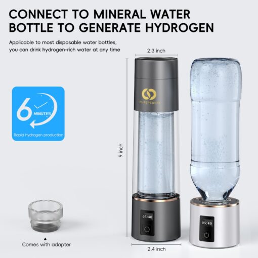 PUREPEBRIX 2025 Advanced Hydrogen Water Bottle Generator Silver Edition- Up to 6000+ ppb Alkaline Pitcher - Image 5