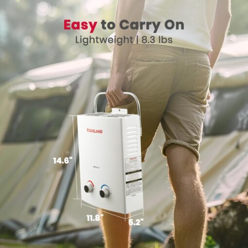 GASLAND 5L 1.32GPM Portable Propane Tankless Water Heater with 1.32GPM Water Pump and Pipe Strainer - Image 7