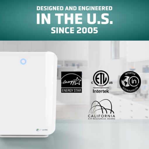 GermGuardian HEPA Air Purifier for Home, Large Rooms up to 1760 Sq. Ft. with HEPA Air Filter & UV-C Light, Zero Ozone Verified, AC5900WCA, White - Image 7