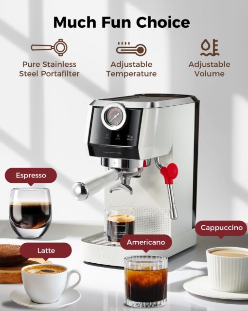 Tuni E2 58mm Espresso Machine 20Bar Espresso Maker, Dual Boiler Coffee Maker with 10mm Steam Milk Frother, Semi-automatic Coffee Machine with UKLA Pump for Espresso,Cappuccino, Gift for Coffee Lover - Image 3