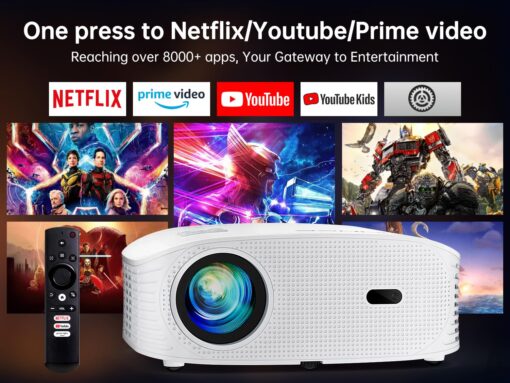 GooDee 4K WiFi Bluetooth Projector - Smart 1080P Projector, Movie Projector, Netflix/Amazn Prime Video Certified, Video Projector For Home Theater Dolby Audio Zoom Portable Projector TV Stick PPT - Image 7