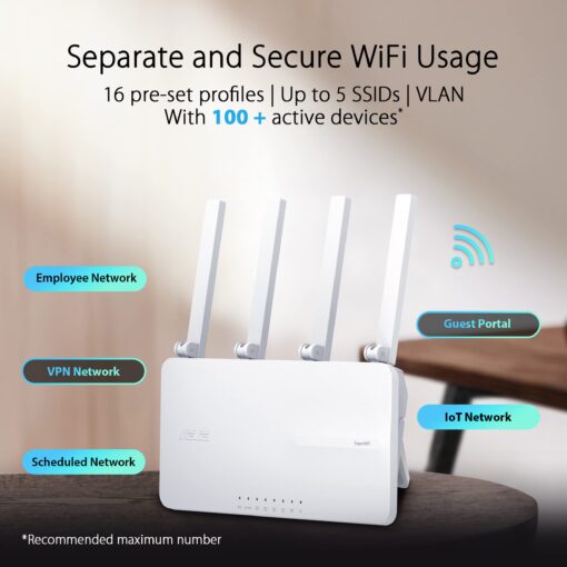 ASUS ExpertWiFi EBR63 AX3000 WiFi 6 Business Router - Custom Guest Portal & SDN, Easy Setup & Remote Management, Scalable with ExpertWiFi AIMesh, Free Commercial-Grade Security, VPN, VLAN - Image 8
