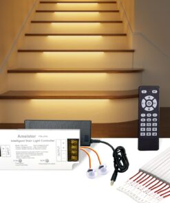 Ameistor Intelligent Motion Sensor Stair Lights Indoor, LED Step Lights with Remote Control, 20.4 Inch Aluminum Light Bar, Dimmable, 3000K-6000K (16 Stairs)