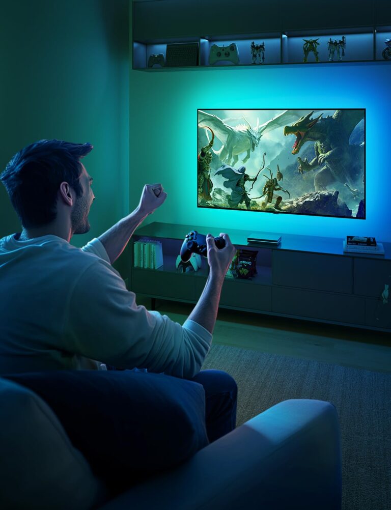 Govee HDMI 2.1 Sync Box 2, AI Sync Box with TV Backlight, Supports 8K@60Hz, 4K@144Hz, VRR and ALLM, Works with Matter and Alexa, RGBIC LED Light Strip for 55-65 inch TVs, 75 LEDs/m - Image 2