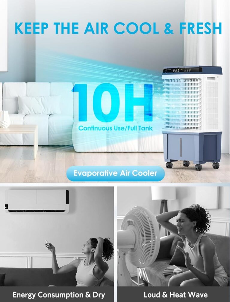 Air Choice Evaporative Air Cooler, 1800CFM Swamp Cooler with 12H Timer, 110° Oscillation, Remote Control & 5.3 Gal Water Tank, 3 Speeds, 4 Ice Packs, 3-in-1 Evaporative Cooler for Outdoor Indoor Use - Image 3