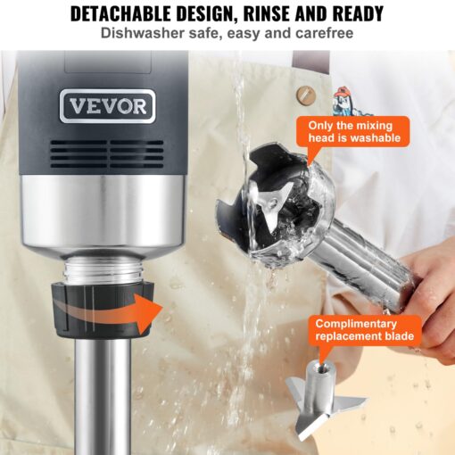 VEVOR Commercial Immersion Blender, 500 Watt 20Inch Heavy Duty Hand Mixer, Variable Speed Mixer with 304 Stainless Steel Blade, Multi-Purpose Portable Mixer for Soup, Smoothie, Puree, Baby Food - Image 8