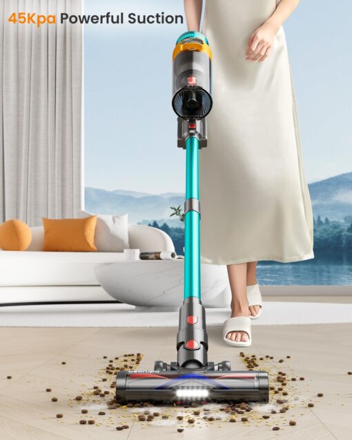 Cordless Vacuum Cleaner, 550W 45KPA 70Mins Vacuum Cleaners for Home, Stick Vacuum with Charging Dock Station, Anti-tangle Wireless Vacuum, Rechargeable Cordless Vacuum for Pet Hair/Carpet/Hard Floor - Image 7