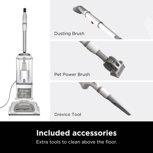 Shark Upright Vacuum, Navigator Lift-Away with Swivel Steering, HEPA Filter, XL Dust Cup, Pet Power, Dusting Brush, and Crevice Tool, Perfect for Pet Hair, White/Silver, NV356E - Image 2