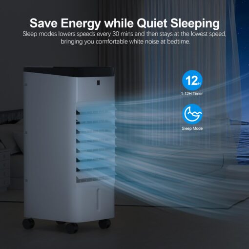 Uthfy Portable Air Conditioners, 3 In 1 Swamp Cooler with 6 Ice Packs, Evaporative Air Cooler with 120°Oscillation, 12H Timer, 3 Speeds, 4 Modes, Remote, Cooling Fan for Bedroom, Living Room, Office - Image 2