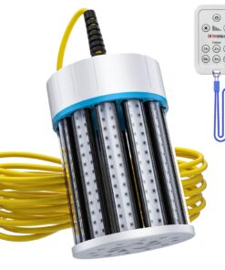 Tendelux Ultra-Bright Underwater Fishing Light with Controller, 110V & 12V Green LED Submersible Light Attractants for Docks, Boats or Kayaks, IP68 Rated for Fresh & Salt Water (30ft Cable)